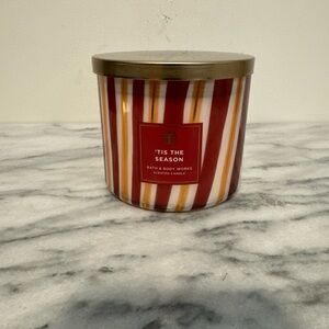 Bath & Body Works Festive Striped Candle NEW